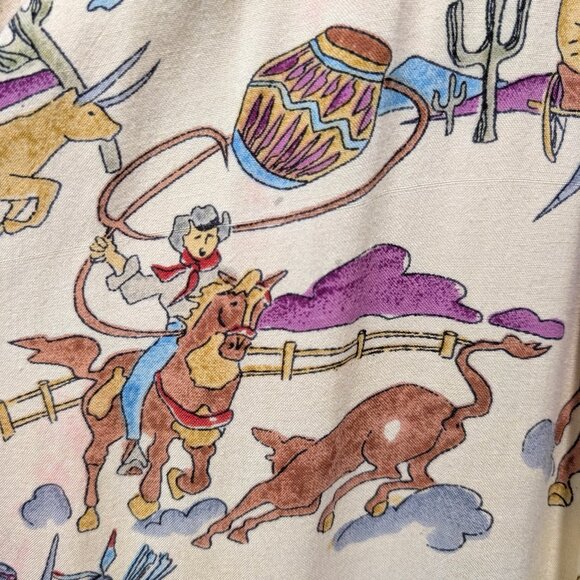 Vintage Paragraff Unisex Size L Cowboys Indians Novelty Button Up L/S Shirt Top - Picture 7 of 12